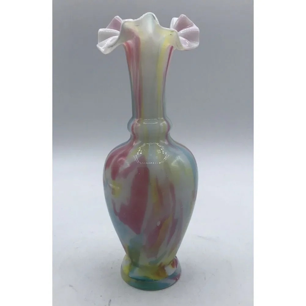 Victorian End‎ Of Day Blown Pastel Spatter Splatter Vase 7